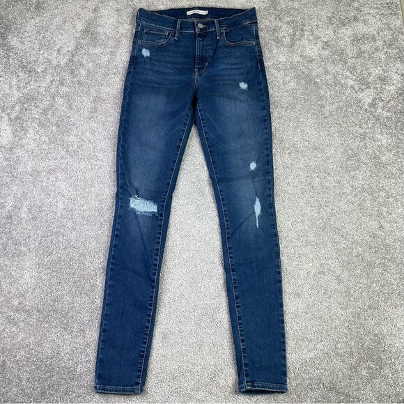 Levi’s Jeans Women’s 26X30* Blue 720 High Rise Super Skinny Denim Distressed - Picture 1 of 13